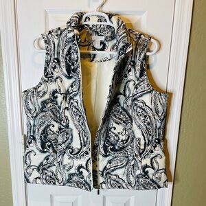 Charter Club Black and White Paisley Vest